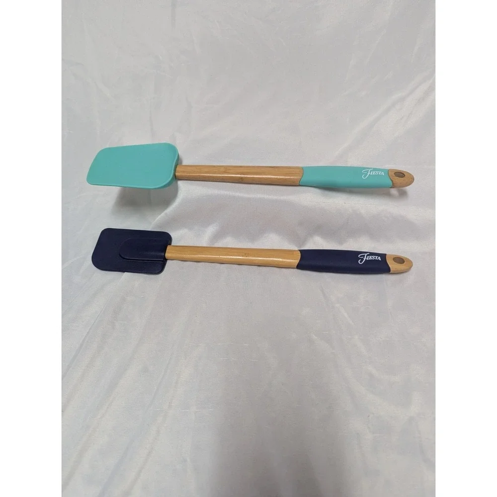 Fiesta Bamboo Silicone Spatula Set Of 2 Rubber Grip 14